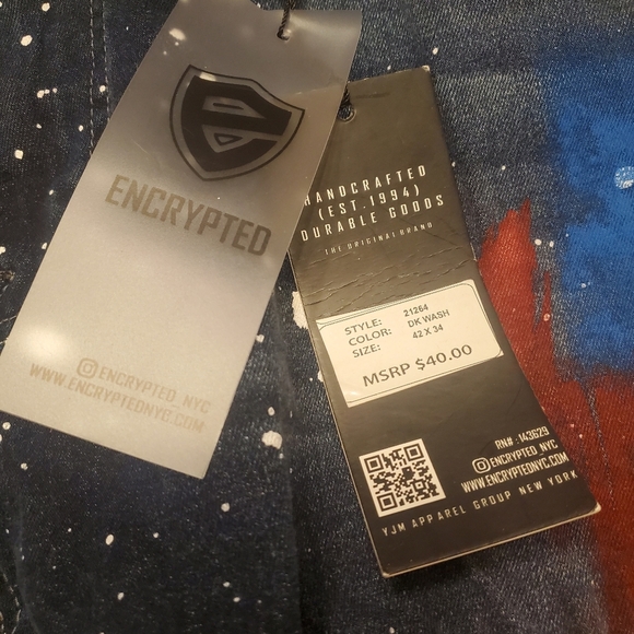 Encrypted Mens Jeans Size 42x34 Multicolored Blue Distressed Skinny Fit NWT - Picture 5 of 7